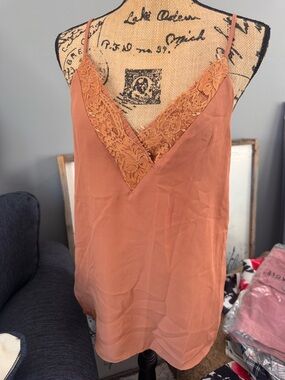 Lace Trim Rust Camisole Tank - Women's V-Neck